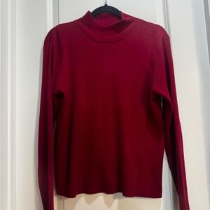Coldwater Creek Red Faux Turtleneck Large Ribbed Sweater Armpit To Armpit 21”